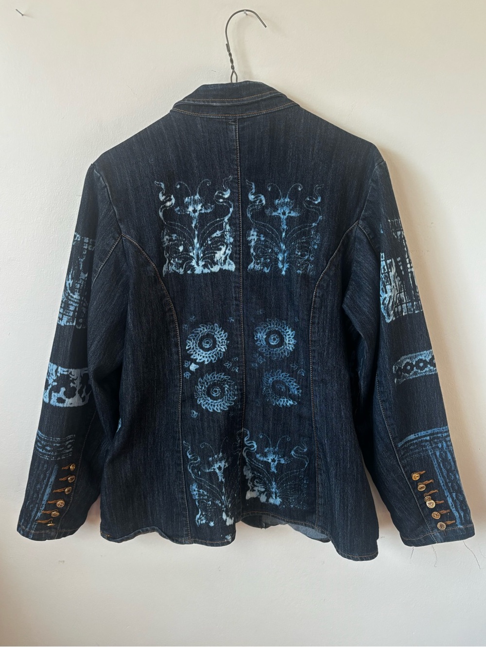 blue Patterned Denim Jacket - Picture 8 of 13